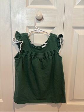 Janie and Jack Dark Green Girls Ruffle Sleeve Top